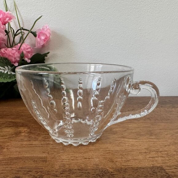 Columbia Depression Glass Cup – Federal Glass Clear Vintage Teacup 1930s Pressed - Picture 3 of 6